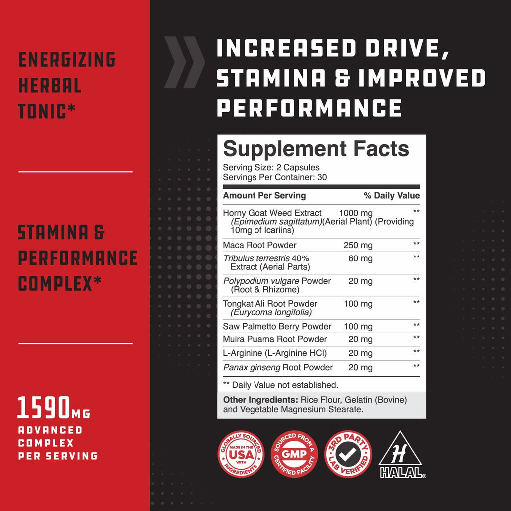 Natures Craft Gorilla Muscle Extra Strength Testosterone Booster Supplement for Men, 60 Capsules