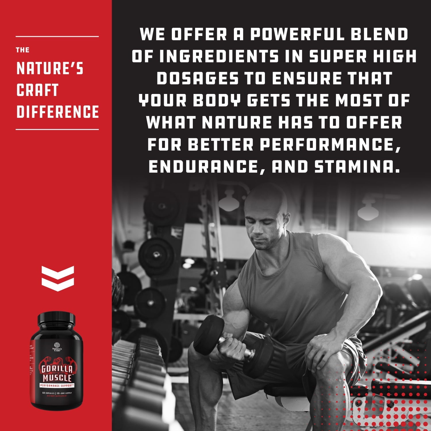 Natures Craft Gorilla Muscle Extra Strength Testosterone Booster Supplement for Men, 60 Capsules