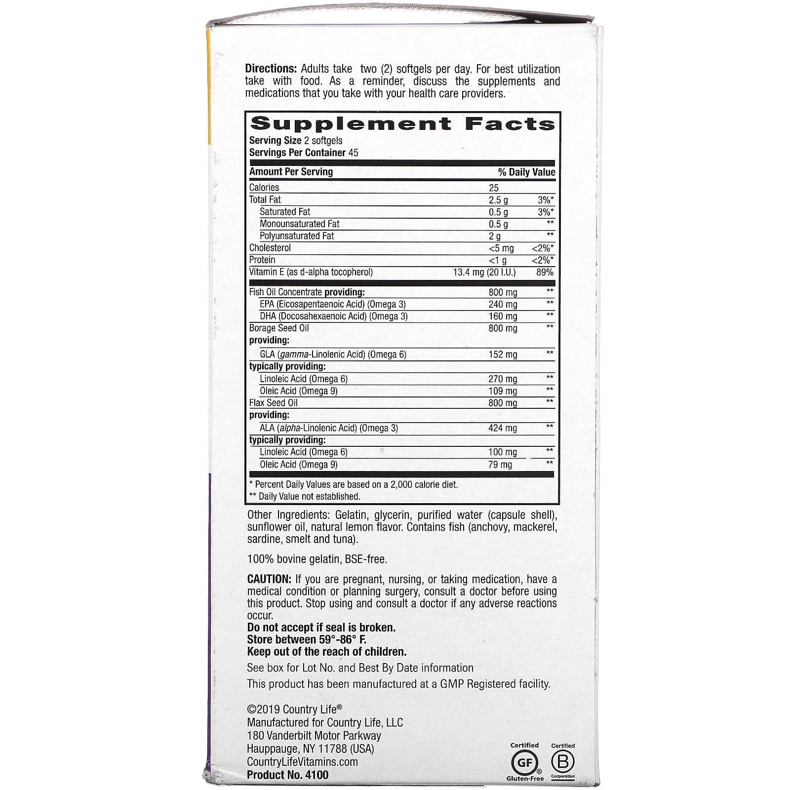Country Life Ultra Concentrated Omega 3-6-9 Complete, Natural Lemon, 90 Softgels