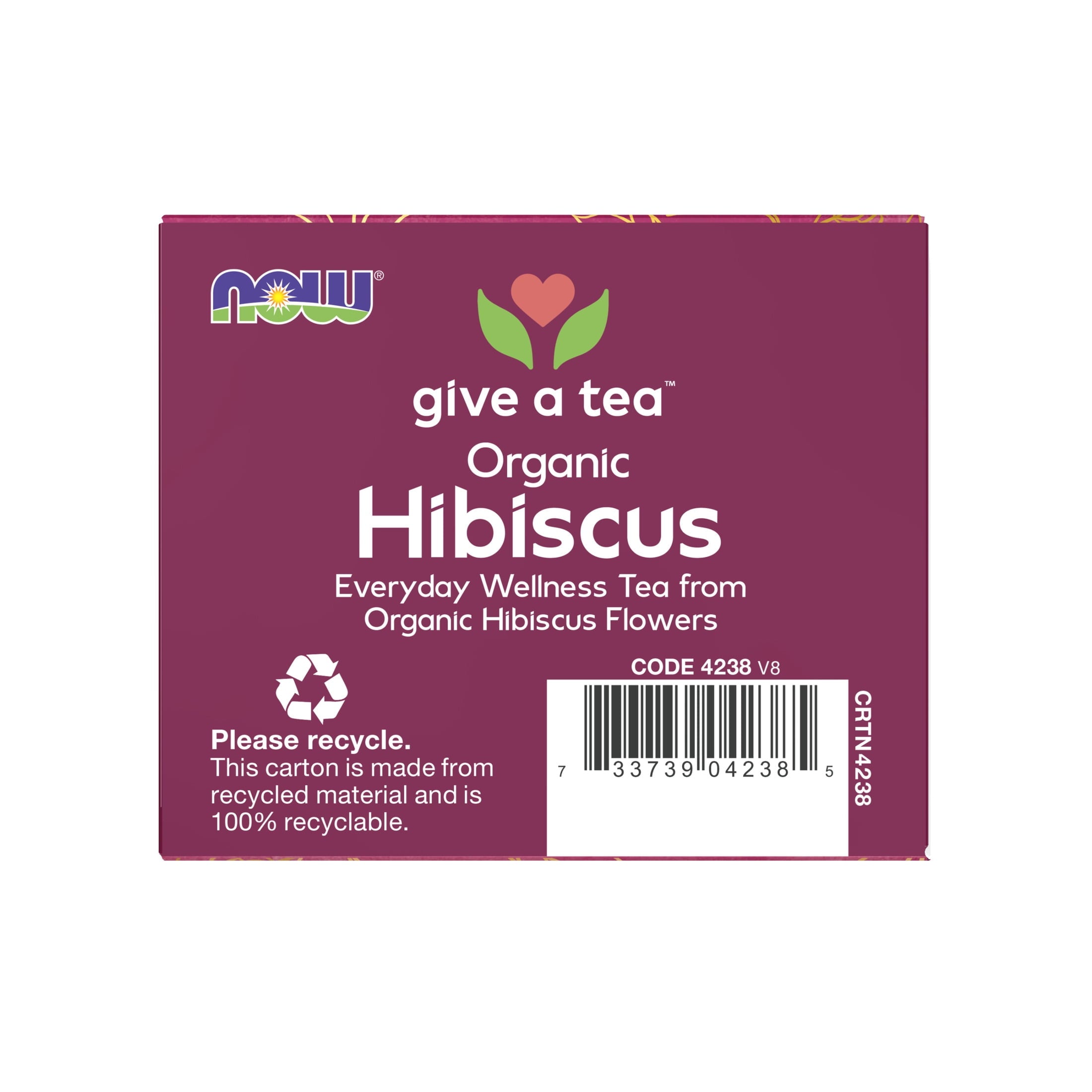 NOW Foods, Organically Hip Hibiscus™ Tea, Caffeine-Free, Non-GMO, No Added Colors, 24-Count