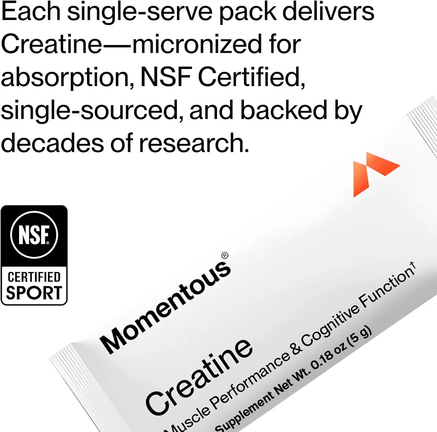 Momentous Creatine Monohydrate Powder, 5g per Serving, Unflavored