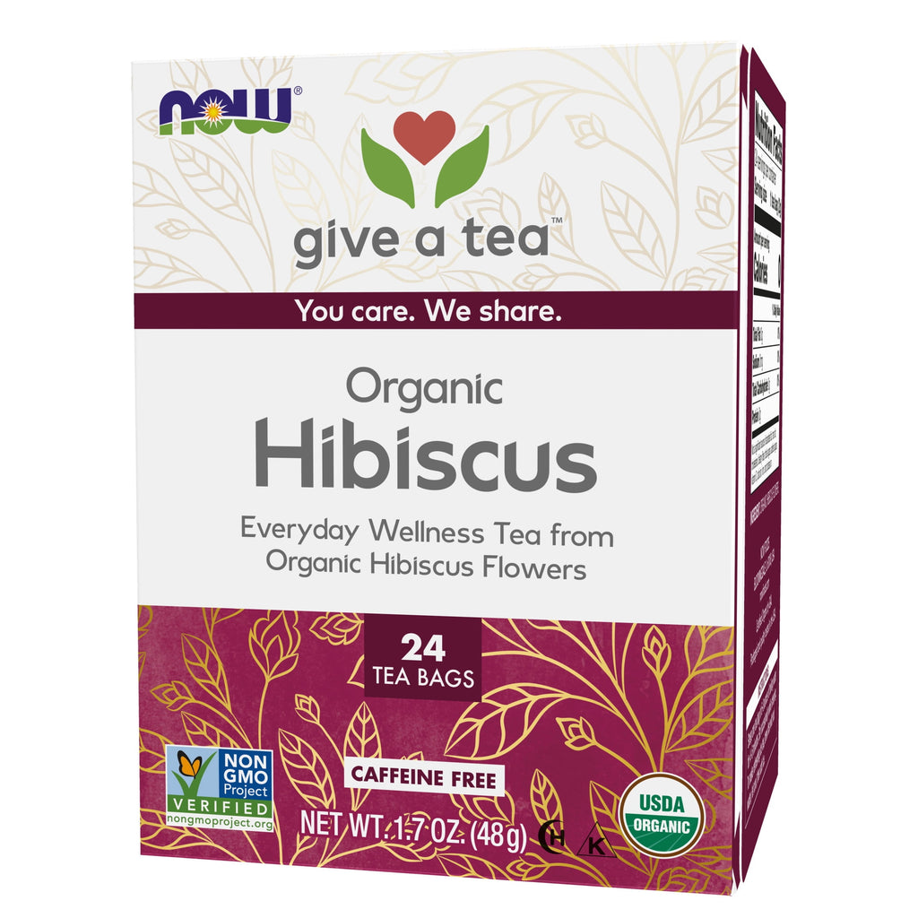 NOW Foods, Organically Hip Hibiscus™ Tea, Caffeine-Free, Non-GMO, No Added Colors, 24-Count