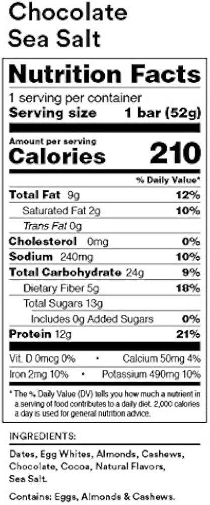 RxBar, Whole Food Protein Bar, Chocolate Sea-Salt, 1.8 oz