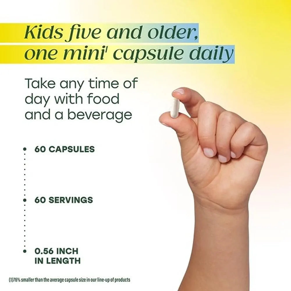 MegaFood MegaFlora Kids Probiotics - 5 Billion CFUs - Non-GMO, Vegetarian, Made Without 9 Food Allergens, Probiotics for Digestive Health- 60 Mini Capsules 