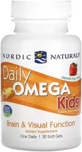 Nordic Naturals Daily Omega Kids | 340 Mg Omega 3 Fish Oil With EPA And DHA Supplement | Supports Brain Health & Visual Function In Kids DHA | Strawberry Flavour Fish Oil 30 Softgels