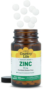 Country Life Target-Mins Zinc 50 mg 90 Tablets - Zinc Supplements for Immune Health - Zinc 50mg - Zinc Support