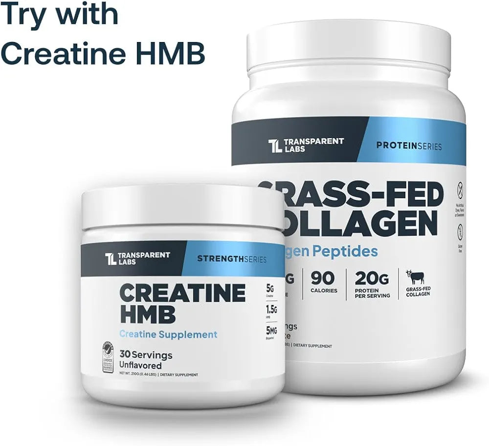 Transparent Labs Grass-Fed Collagen Peptides Powder - Chocolate Collagen Powder for Men & Women, 22G Grassfed Bovine Hydrolyzed Collagen Peptides for Skin, Hair, Bones & Muscle Recovery - 30 Servings