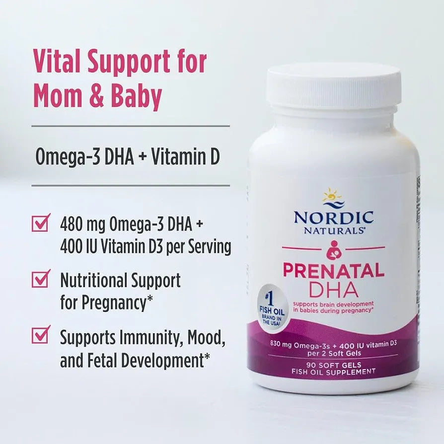 Nordic Naturals Prenatal DHA, Omega-3 + Vitamin D3, Unflavored - 90 Count