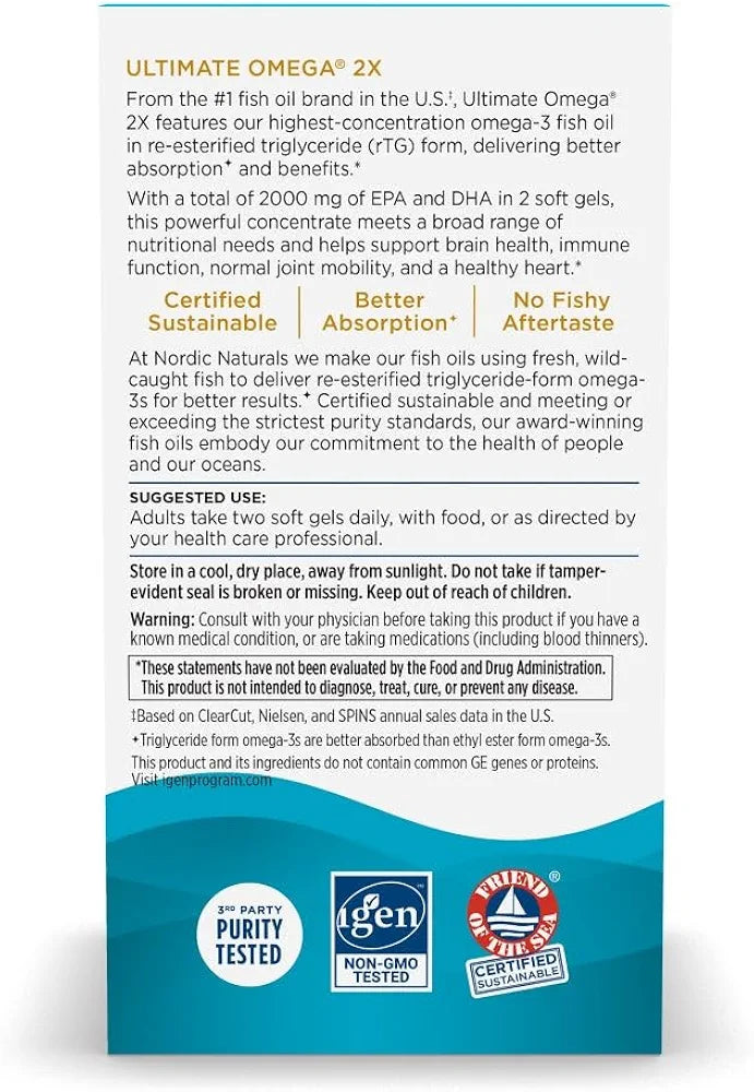 Nordic Naturals Ultimate Omega 2X, 2150mg Fish Oil, Lemon - 60 Count