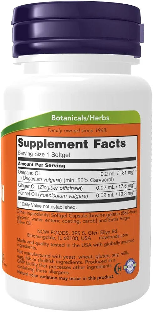 "Now Foods Oregano Oil Enteric Coated Softgels 90 Capsules "