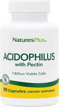 NaturesPlus Acidophilus with Pectin - 90 Capsules - Probiotic Supplement with 1 Billion Viable Cells & Pectin - Vegan, Gluten Free - 90 Servings