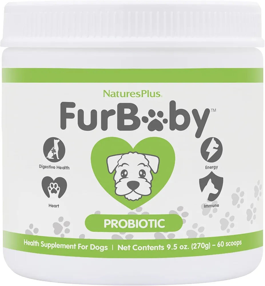 NaturesPlus FurBaby Probiotic for Dogs - 9.5 oz - Supports Digestive, Heart, Liver & Immune Health - 60 Servings