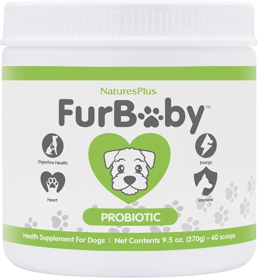 NaturesPlus FurBaby Probiotic for Dogs - 9.5 oz - Supports Digestive, Heart, Liver & Immune Health - 60 Servings