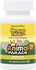 NaturesPlus Animal Parade Omega 3/6/9 Junior, Lemon Flavor - 90 Softgels - Promotes Children’s Immune, Skin, Eye & Nervous System Health - Non-GMO, Gluten Free - 45 Servings