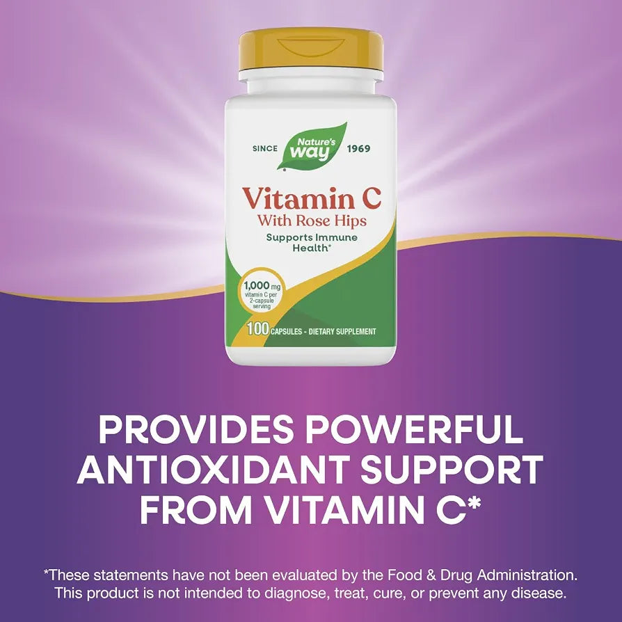 Nature's Way Vitamin C-500 with Rose HIPS; 1000 mg per Serving; 100 Capsules