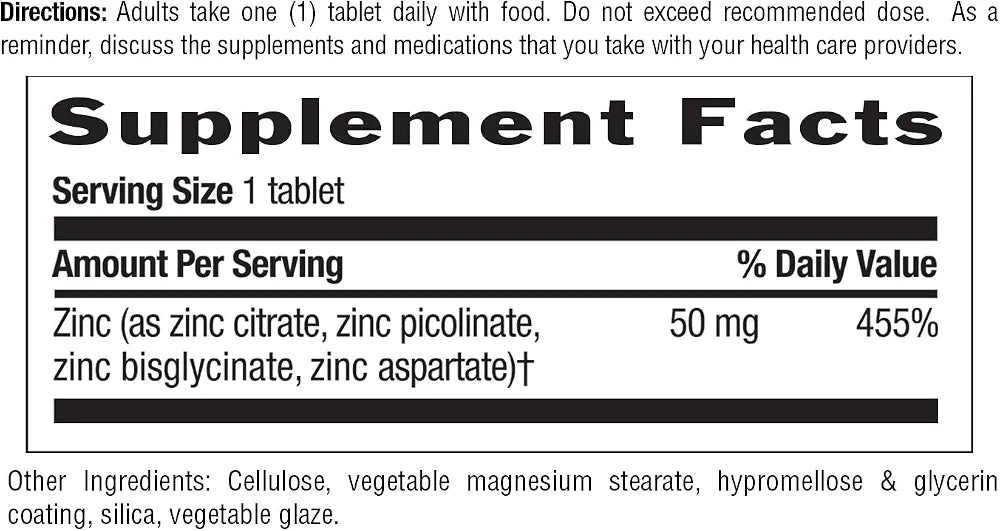 Country Life Target-Mins Zinc 50 mg 180 Tablets - Zinc Supplements for Immune Health - Zinc 50mg - Zinc Support