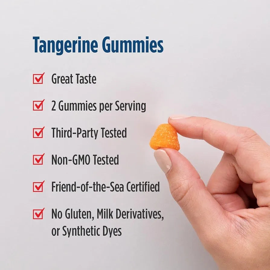 Nordic Naturals Nordic Omega-3 Gummies, Tangerine - 60 Gummies - 82 mg Total Omega-3s with EPA & DHA - Non-GMO - 30 Servings