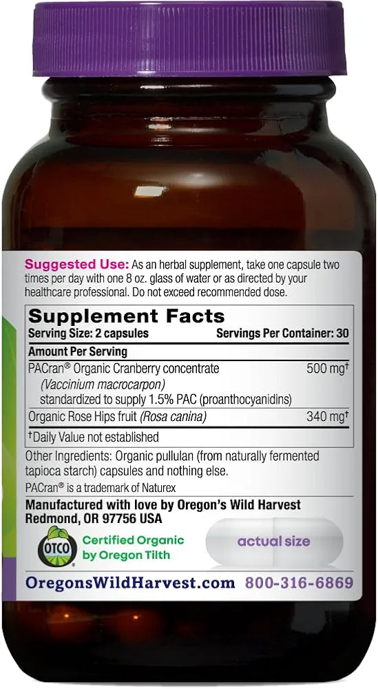 Oregon's Wild Harvest Organic Cranberry Urinary Tract Support