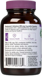 Bluebonnet Selenium 200mcg Capsules  - Potent Antioxidant Support - Amino Acid Complex Selenium Supplement for Women & Men - Vegan, Non-GMO, Gluten-Free - 90 Vegetable Capsules