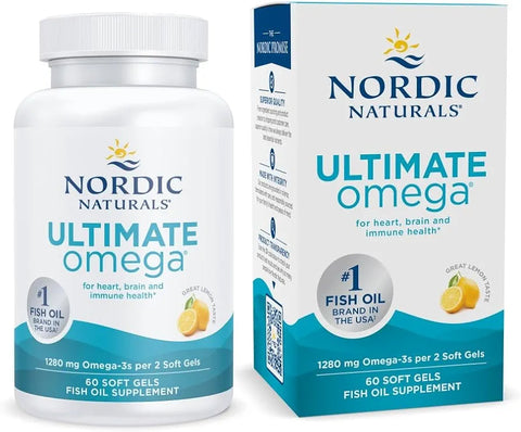 Nordic Naturals Ultimate Omega, 1280mg Omega-3 Fish Oil, Lemon - 60 Count