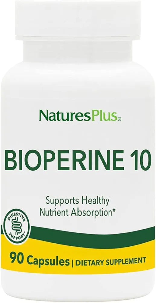 NaturesPlus Bioperine 10 - Black Pepper Extract - 90 Capsules - Supports Healthy Nutrient Absorption - Vegan, Gluten Free - 90 Servings