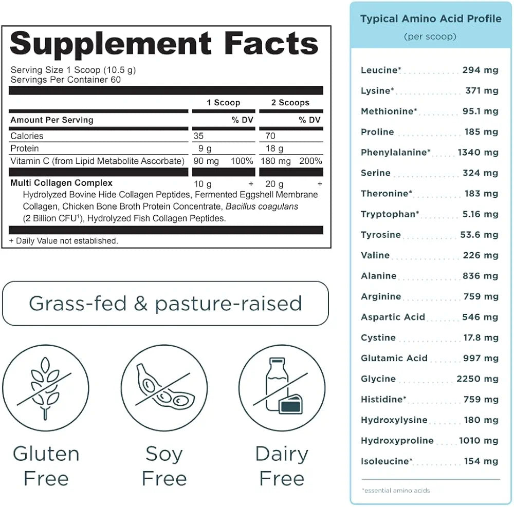Ancient Nutrition Grass-fed Whey Protein Powder, Vanilla Bean, 35 Servings + Multi Collagen Protein Peptides Powder, Vanilla, 60 Servings