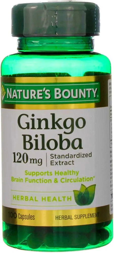 Nature's Bounty Ginkgo Biloba 120 mg Double Strength - 100 Capsules, Pack of 2