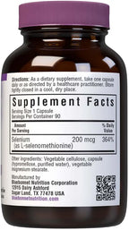 Bluebonnet Selenium 200mcg Capsules  - Potent Antioxidant Support - Amino Acid Complex Selenium Supplement for Women & Men - Vegan, Non-GMO, Gluten-Free - 90 Vegetable Capsules