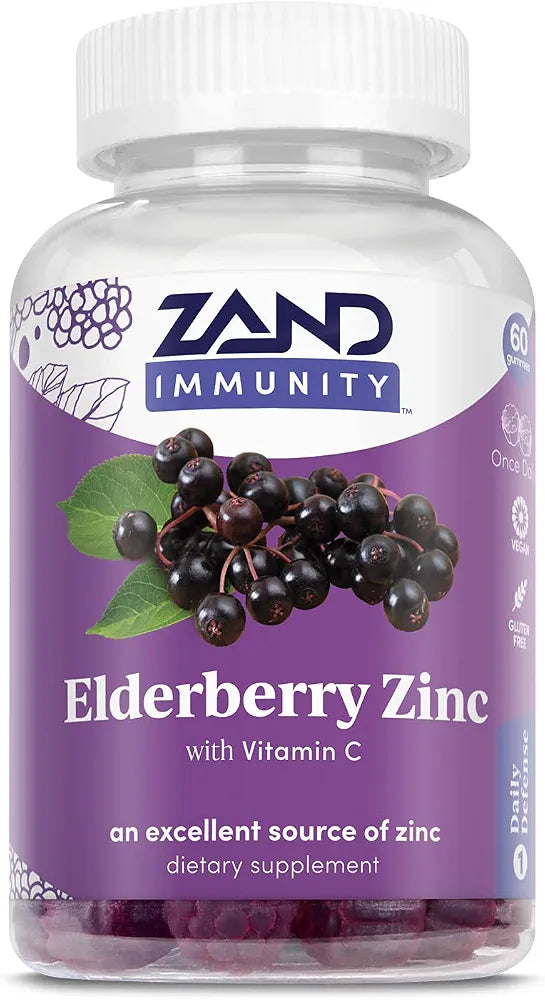 ZAND Elderberry Zinc Immunity Gummies with Vitamin C, 60 Count