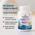 Nordic Naturals Complete Omega Jr., Lemon - 90 Mini Soft Gels - 283 mg Total Omega-3s & 35 mg GLA - Healthy Cognition, Nervous System Function - Non-GMO - 45 Servings