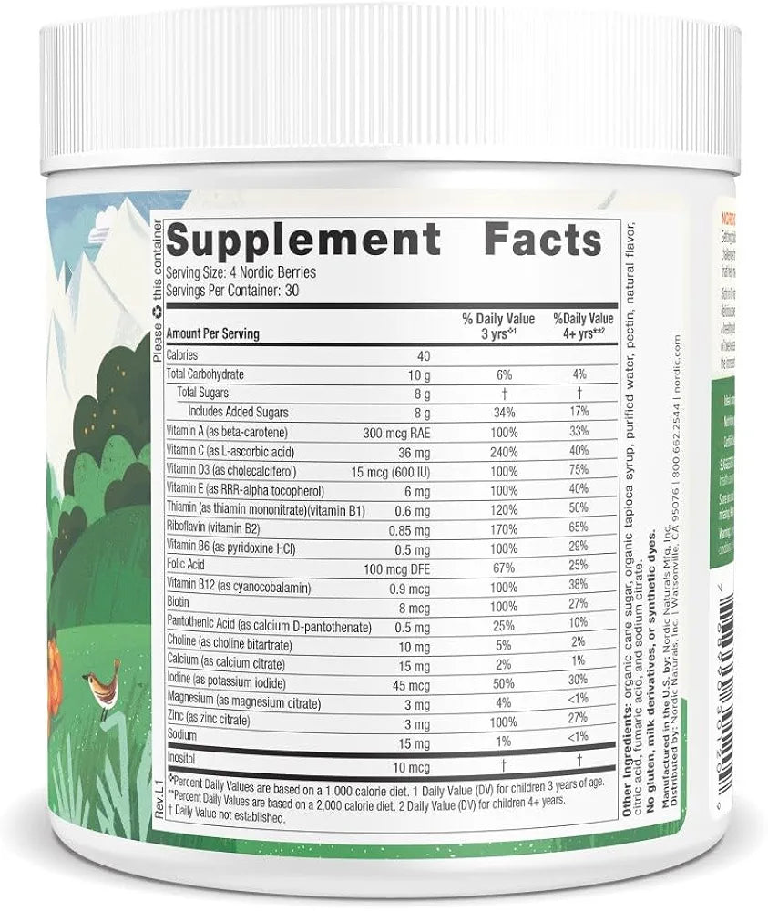 Nordic Naturals Nordic Berries, Cherry Berry - 120 Gummy Berries - Great-Tasting Multivitamin for Ages 3+ - Growth, Development, Optimal Wellness - Non-GMO, Vegetarian - 30 Servings