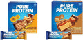 Pure Protein Chocolate Peanut Butter & Chocolate Salted Caramel Protein Bars, High Protein, Nutritious Snacks, Gluten Free, 1.76oz, 12 Count