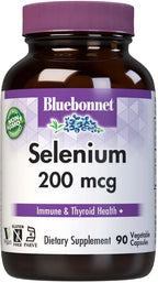 Bluebonnet Selenium 200mcg Capsules  - Potent Antioxidant Support - Amino Acid Complex Selenium Supplement for Women & Men - Vegan, Non-GMO, Gluten-Free - 90 Vegetable Capsules