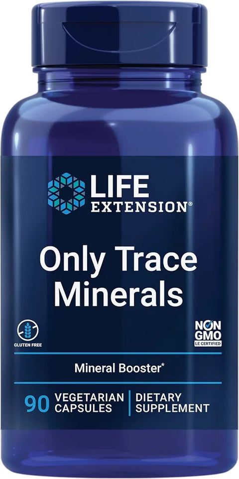 Life Extension Only Trace Minerals, a Daily dose of zinc, Chromium, Boron, Copper, Manganese, Vanadyl sulfate, Gluten-Free, Non-GMO, Vegetarian, 90 Capsules