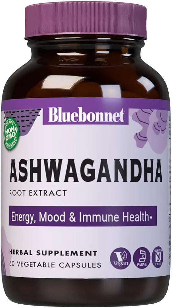 Bluebonnet Ashwagandha Root Extract, 60 Vegetable Capsules
