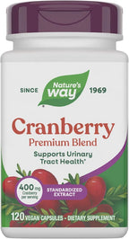 Nature's Way Premium Blend Cranberry, Urinary Tract Health Support*, with 100% Cranberry Concentrate, 400 mg Per Serving, 120 Capsules 