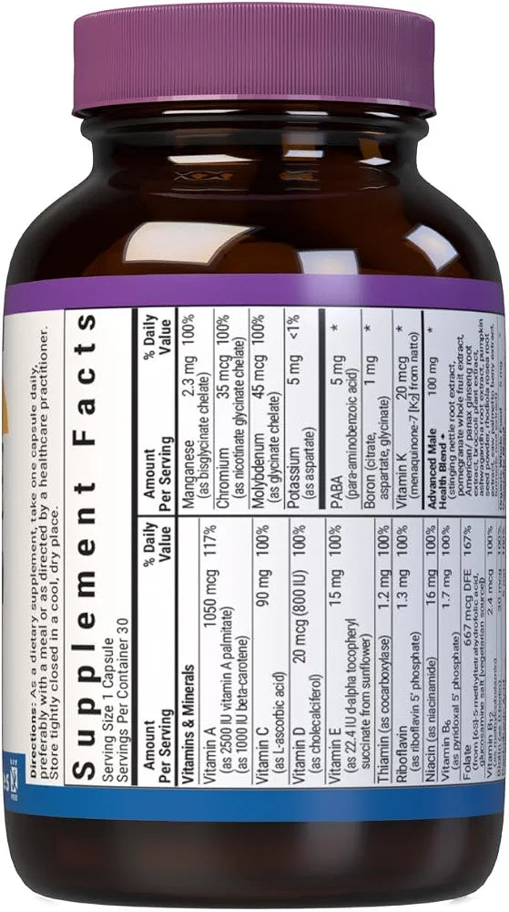 Bluebonnet One for Men Whole Food Multivitamin, 30 Capsules