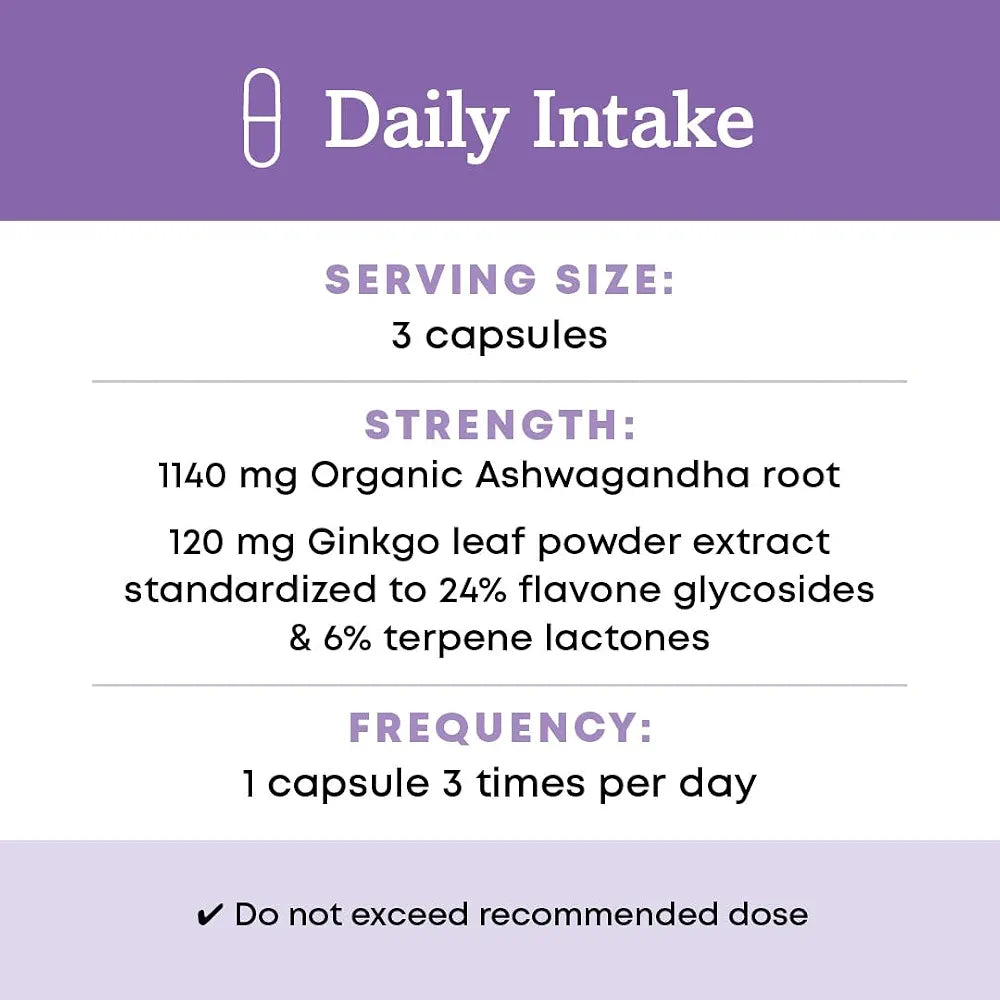 Oregon's Wild Harvest Ashwagandha Ginkgo Organic Non-GMO Herbal Supplements Vegan Plant sourced Capsules | Support for Calm and Relaxed Mind, 90 Count
