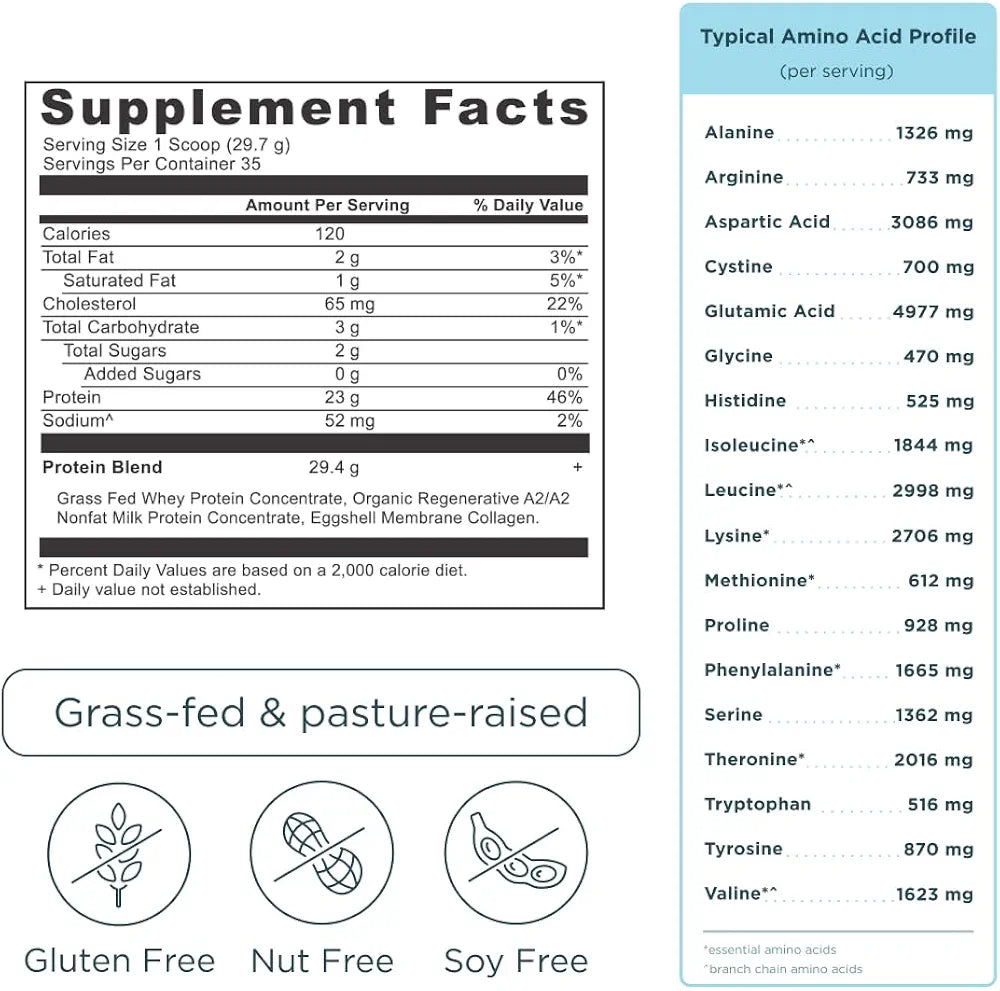 Ancient Nutrition Grass-fed Whey Protein Powder, Vanilla Bean, 35 Servings + Multi Collagen Protein Peptides Powder, Vanilla, 60 Servings