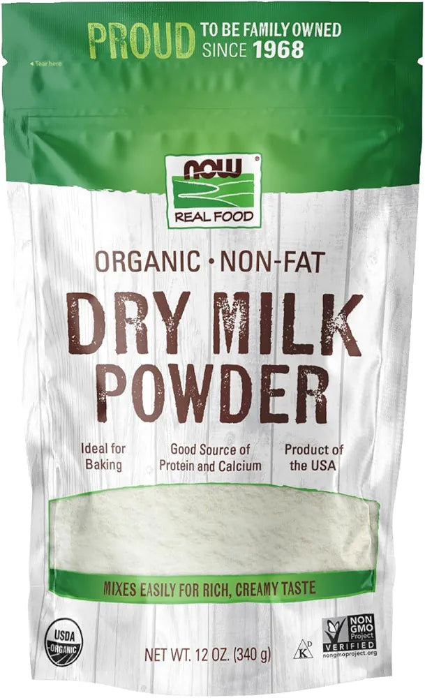 NOW Foods, Organic Non-Fat Dry Milk Powder with Protein and Calcium, Product of the USA, 12-Ounce 