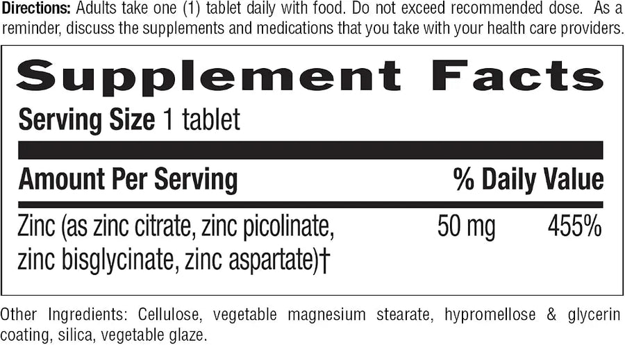 Country Life Target-Mins Zinc 50 mg 90 Tablets - Zinc Supplements for Immune Health - Zinc 50mg - Zinc Support