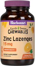 Bluebonnet Nutrition Earthsweet Zinc Lozenges 15mg Chewables, Plus 100mg of Vitamin C, Soy-Free, Gluten-Free, Kosher Certified, Dairy-Free, Vegan, Orange Flavored, 60 Lozenges