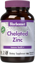 Bluebonnet Nutrition Albion Chelated Zinc, For Immune Health & Enzyme Function*, Soy-Free, Gluten-Free, Non-GMO, Kosher Certified, Dairy-Free, Vegan, 90 Vegetable Capsules, 90 Servings