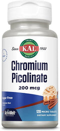 KAL Chromium Picolinate 200mcg Supplement, Healthy Metabolism Support, Fast Dissolving ActivMelts for Enhanced Absorption, Vegetarian, Sugar Free, Cinnamon Bun Flavor, 120 Servings, 120 Micro Tablets