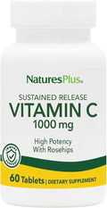 NaturesPlus Vitamin C 1000 mg with Rose Hips - 60 Sustained Release Tablets - Supports Immune Health, Energy & Antioxidant Protection - Vegetarian, Gluten Free - 60 Servings