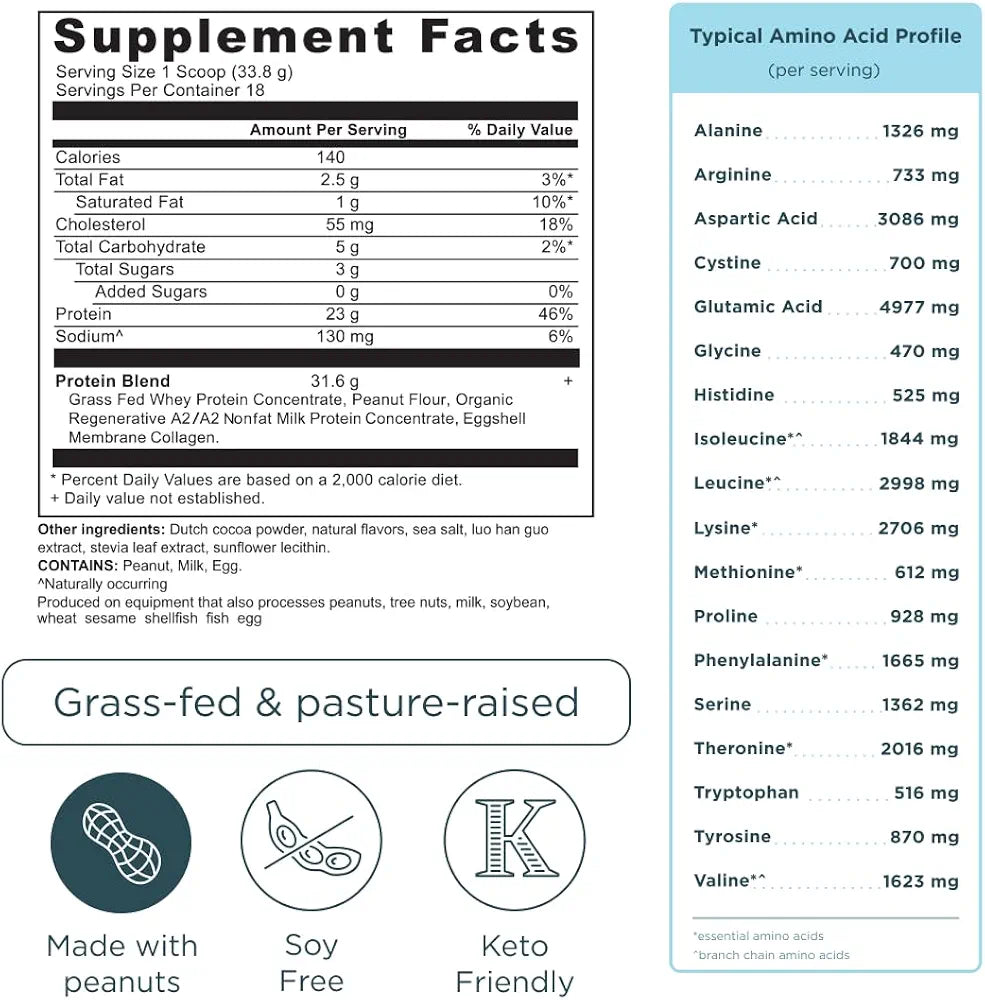 Ancient Nutrition Grass-fed Whey Protein Powder, Chocolate Peanut Butter, 18 Servings + Grass-fed Whey Protein Powder, Milk Chocolate, 20 Servings