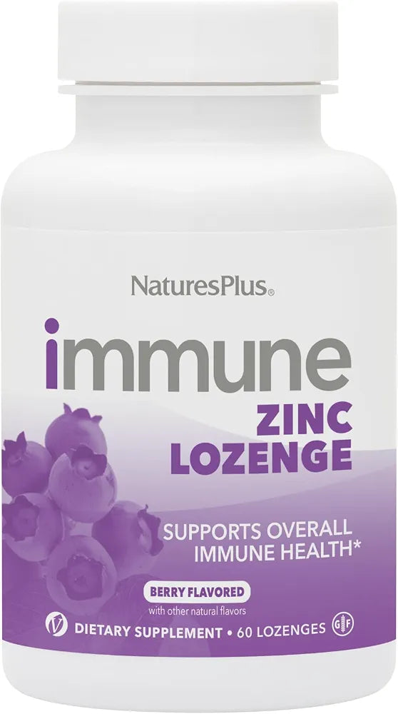 NaturesPlus Immune Zinc Lozenges with Copper, Berry, 60 Count