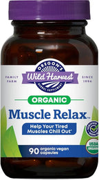 Oregon's Wild Harvest Muscle Relax Organic Herbal Supplement Vegan Capsules with Valerian, Hops and Skullcap - 90 Count