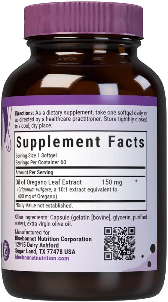 BlueBonnet Oil of Oregano Leaf Extract 150mg, 60 Softgels