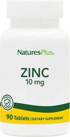 NaturesPlus Zinc Tablets - 10 mg, 90 Vegetarian Supplements - Immune System Supplement for Cellular Growth & Repair - Promotes Healthy Digestion, Metabolism & Vision - Gluten-Free - 90 Servings
